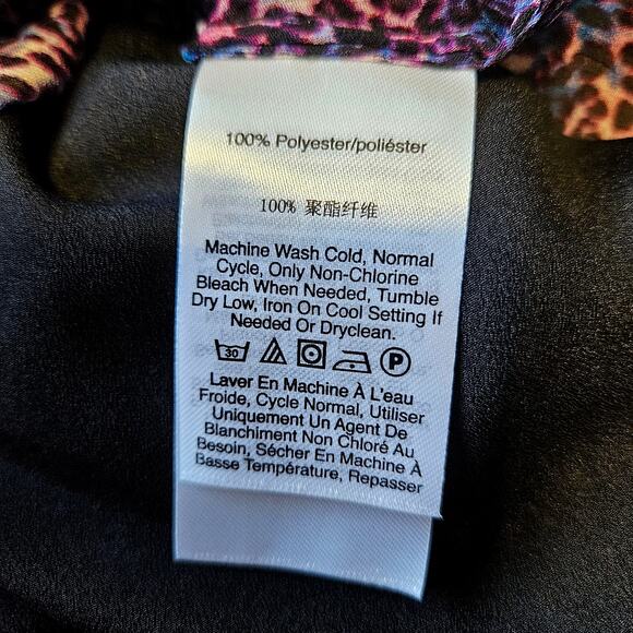 DKNY Tie-Waist Top Ivory Regal Purple Multi Leopard Print Blouse Size Small NWT - Picture 8 of 9